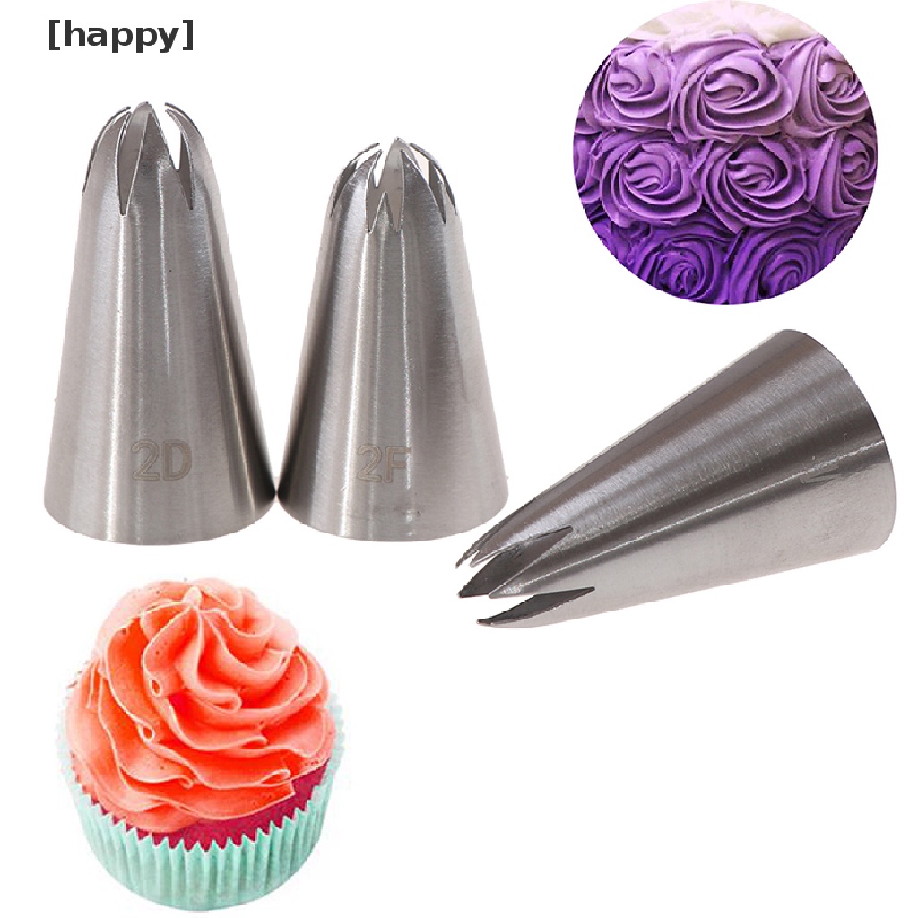 1 Set Ujung Mulut Pipa Icing Bahan Stainless Steel, Ukuran Medium