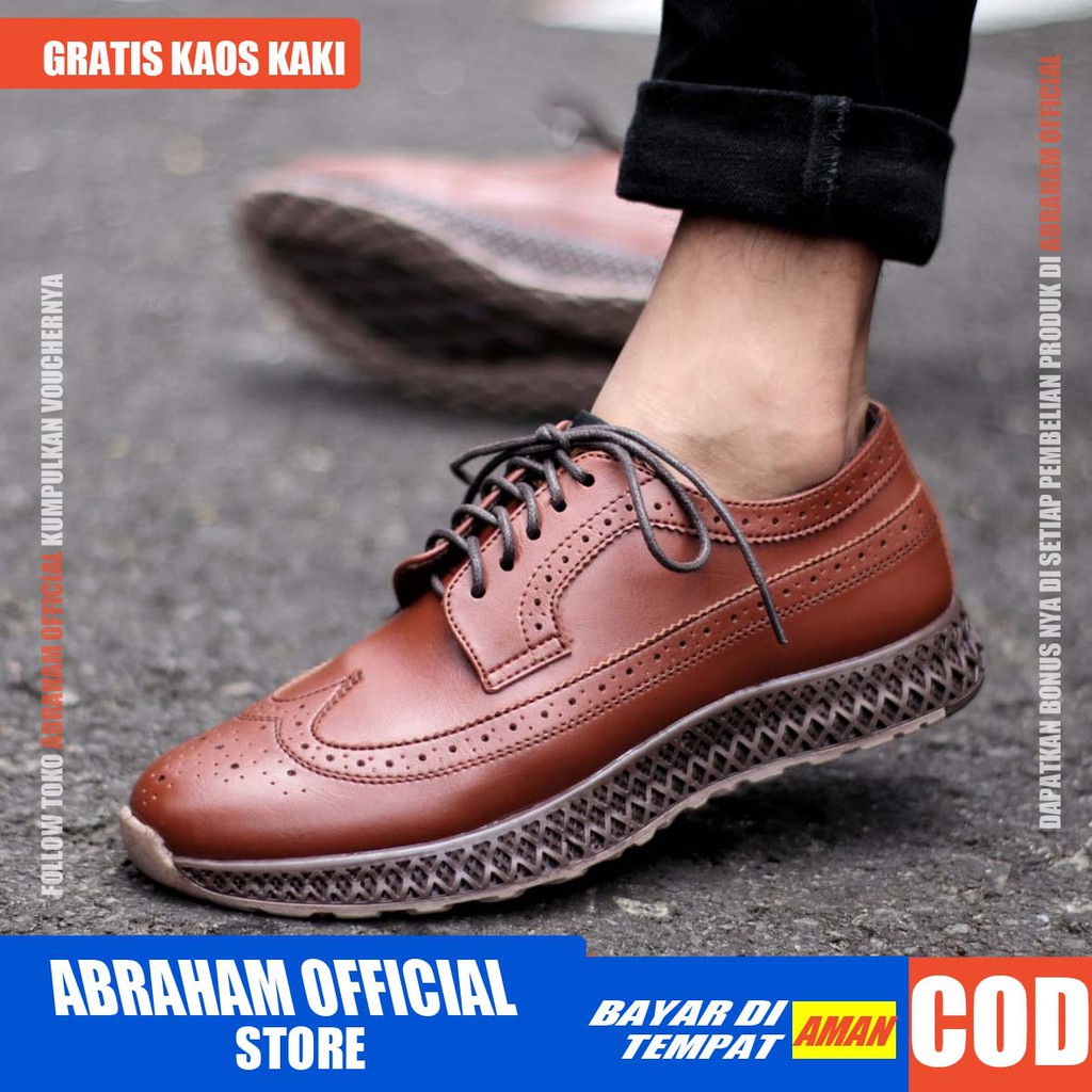 ABRHM x JHON Sepatu Kasual Pria Sepatu Casual Pria Kulit Pu Sepatu Pria Casual Cowok/Cowo Ori Sepatu Kerja Kantor Semi Formal Kuliah Kondangan Gaya keren Kekinian Murah Terlaris