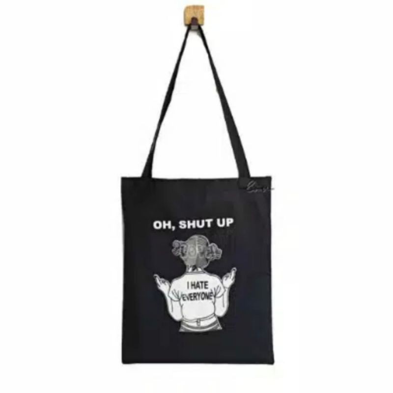 dem_sare / DS1005 - TOTE BAG SHUT UP - Tas Tote Bag Wanita Terlaris Termurah Tote Bag Terbaru