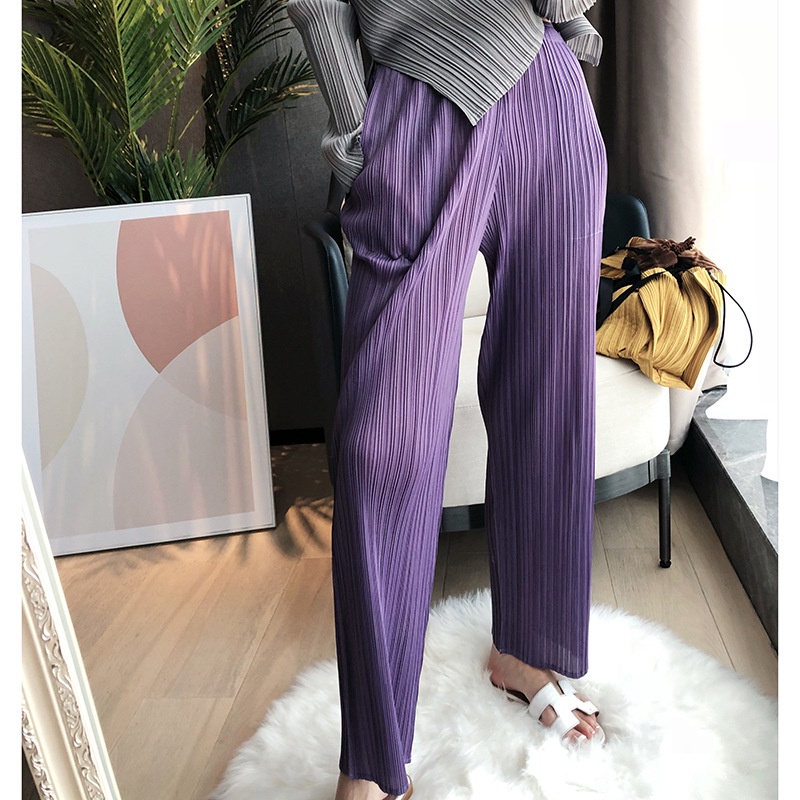 Issey Miyake designer women's pleated classic straight-leg pants women's high-waisted thin high-wais