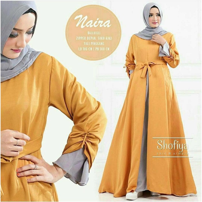 Dress Naira Gamis Baju Panjang Casual Wanita Hijab Modern Baju Pesta