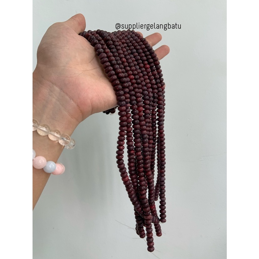 batu rondelle Stone Beads 4 x 6mm PURPLE AGATE DOFF pembatas tasbih