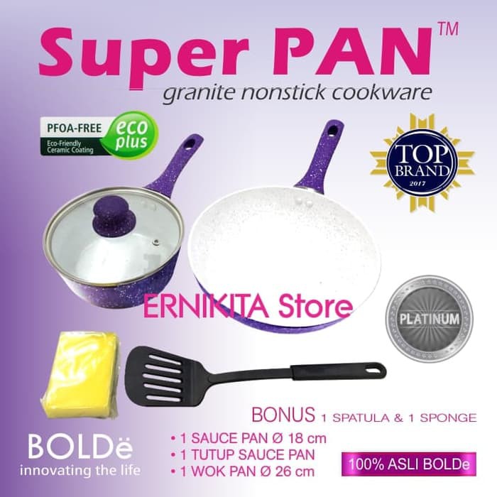 Promo New Super Pan Bolde Purple Set - Panci Granite Ceramic Cookware Set-Asli
