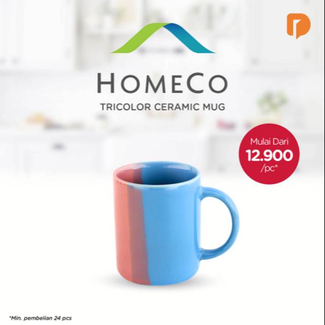 [2Lusin] Homeco Tricolor Ceramic Mug//Mug Keramik//Mug Minum//Gelas Gradasi//Gelas Minum