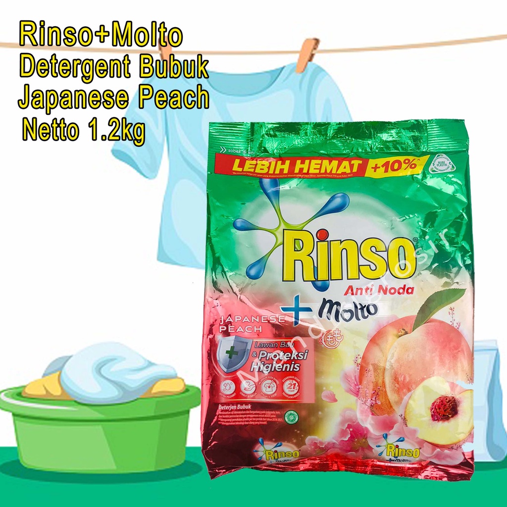 Detergent Bubuk *Rinso + Molto * Japanese Peach * Anti Noda 1.2kg