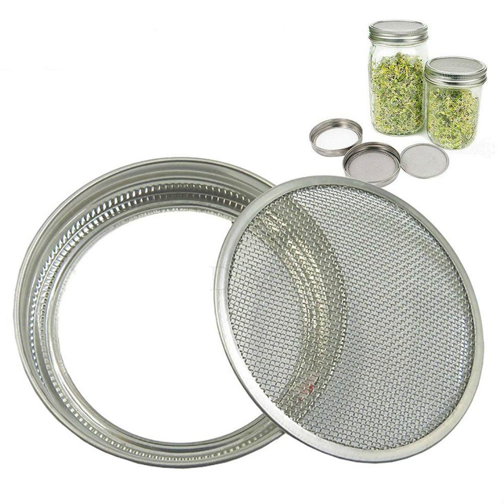Tutup Bertunas Agustina Perkecambahan Saringan Stainless Steel Untuk Nampan Pembibitan Mason Jar