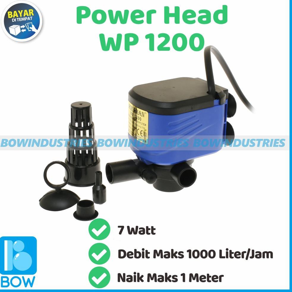 LAngsung Pros3sz, Pompa Air Celup Aquarium Aquascape Akuarium AQUAMAN WP 1200 7 Watt 1 Meter 1000 Li