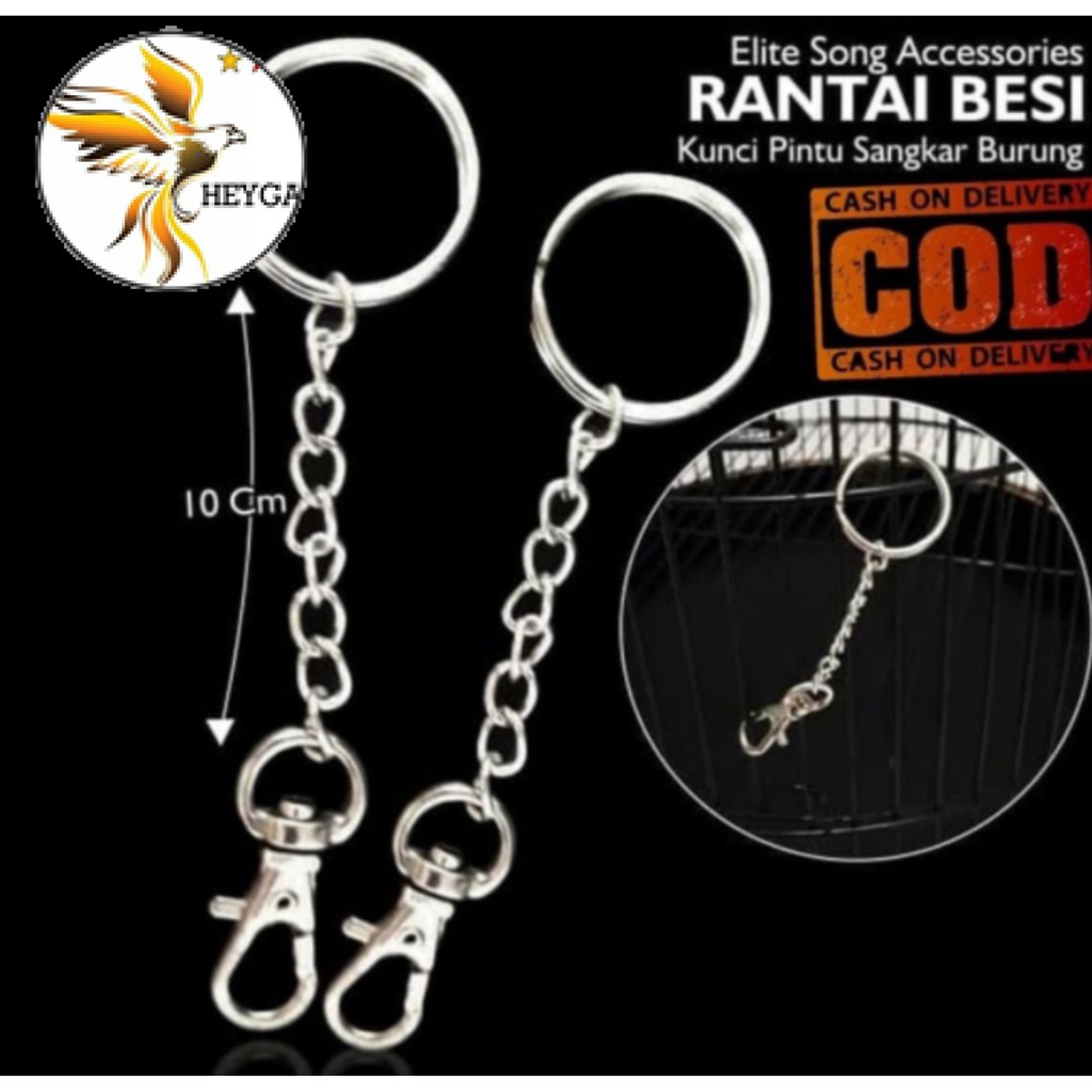 RANTAI KUNCI BESI RANTAI SANGKAR PENGAMAN GEMBOK PINTU SANGKAR KANDANG BURUNG