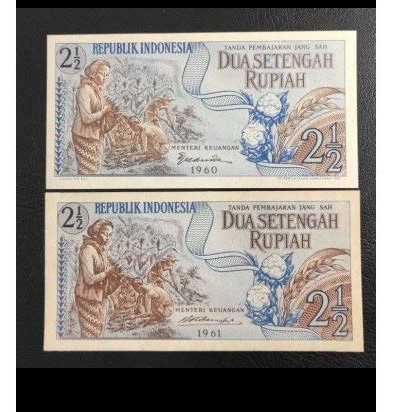 

Uang Kertas kuno Indonesia 2 1/2 Sandang pangan (set lengkap tahun 2 lembar)