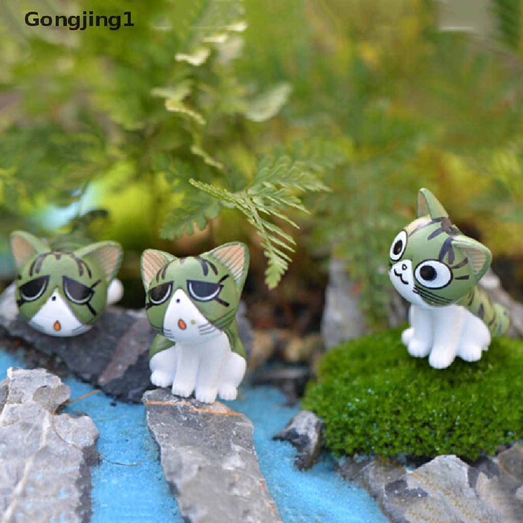 Gongjing1 8pcs Miniatur Kucing Keju Kawaii Bahan Resin Untuk Dekorasi Taman