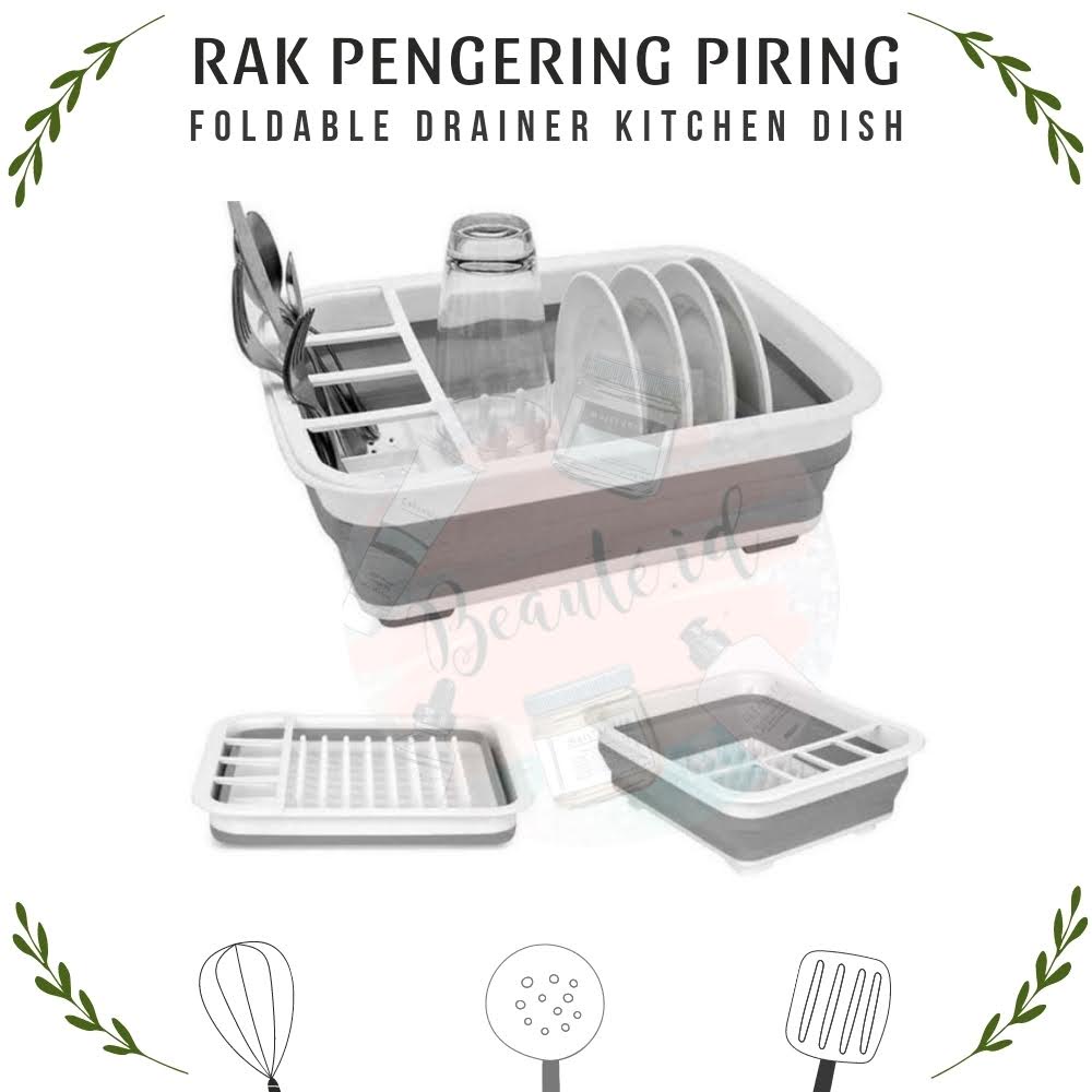 Rak Tempat Pengering Penyusun Cucian Piring Gelas Sendok Garpu Peralatan Makan Foldable Bisa Dilipat Dapur Tebal Berkualitas Drainer Kitchen Dish Rack