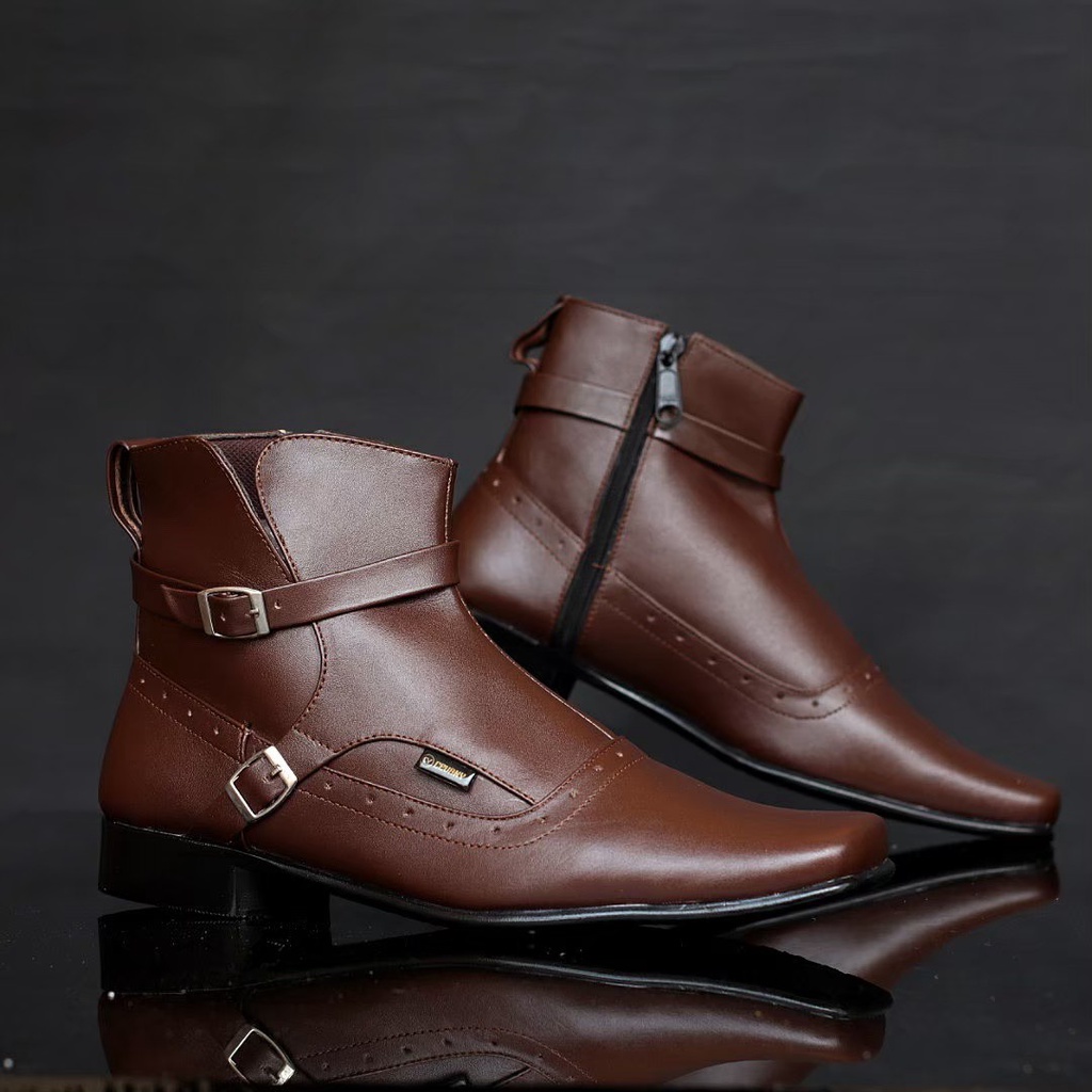 Sepatu Pria Kulit Asli resleting Samping Cevany Pacuan Nyaman Dikaki Anti Licin