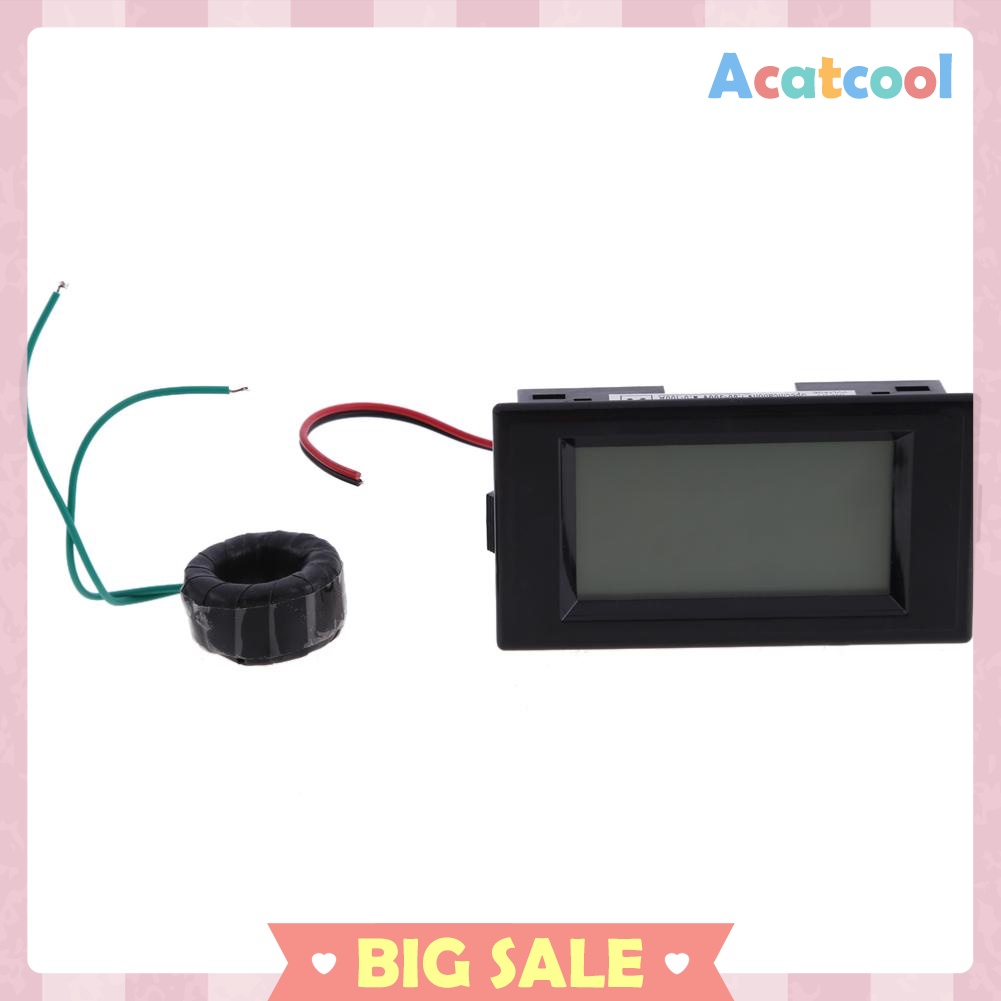 Digital AC 300V 100A LCD Dual Panel Volt Amp Combo Meter +CT 110V 220V 240V