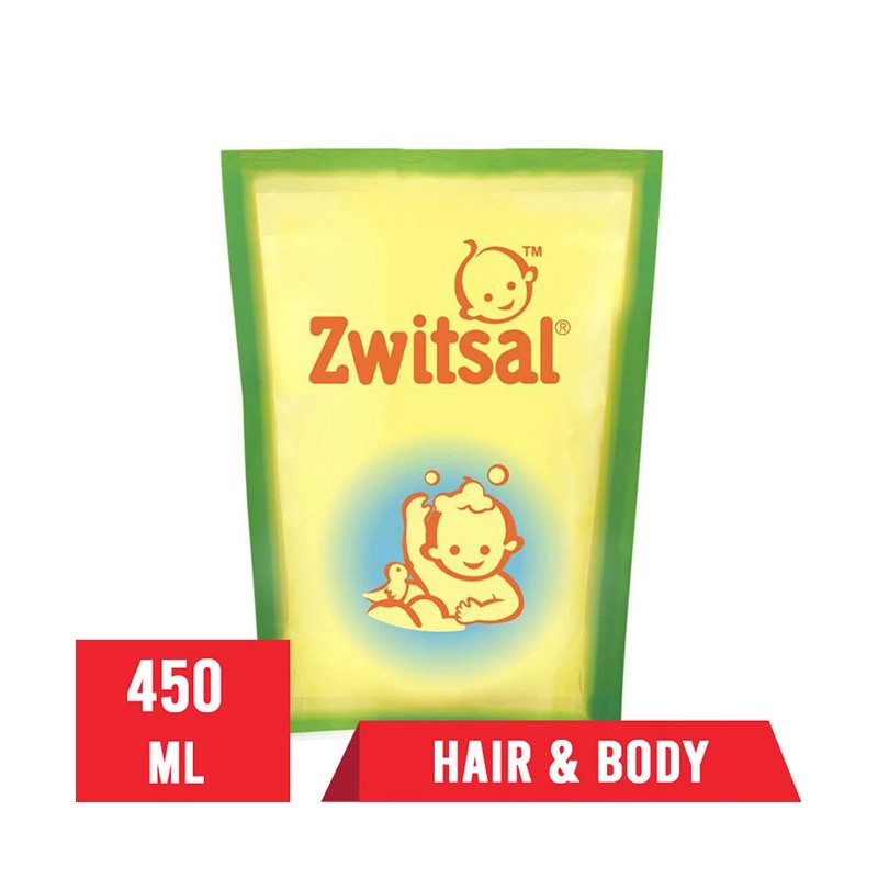 Zwitsal Natural Baby Bath Hair &amp; Body Pouch 450ml - Sabun Shampoo Bayi