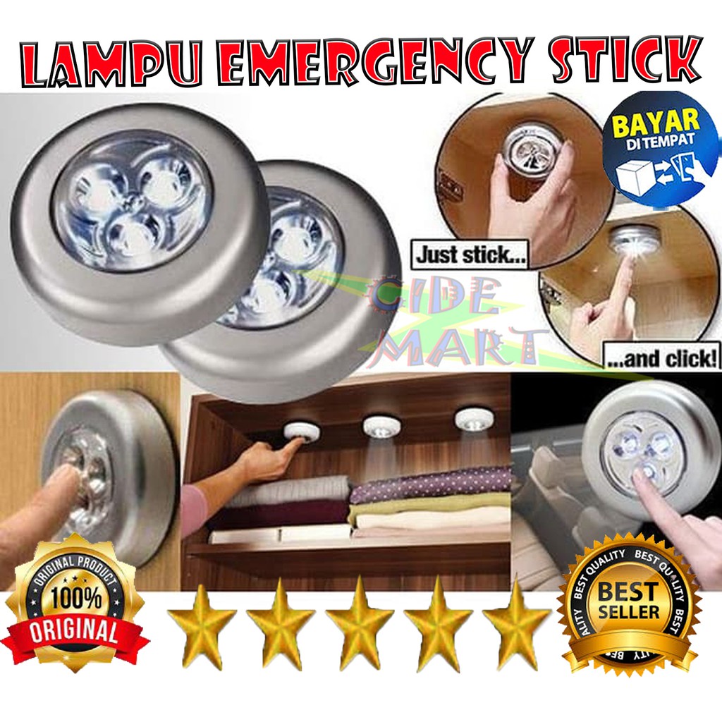 [ORIGINAL] LAMPU LED EMERGENCY STICK AND CLICK / LAMPU SENSOR SENTUH STICK TOUCH