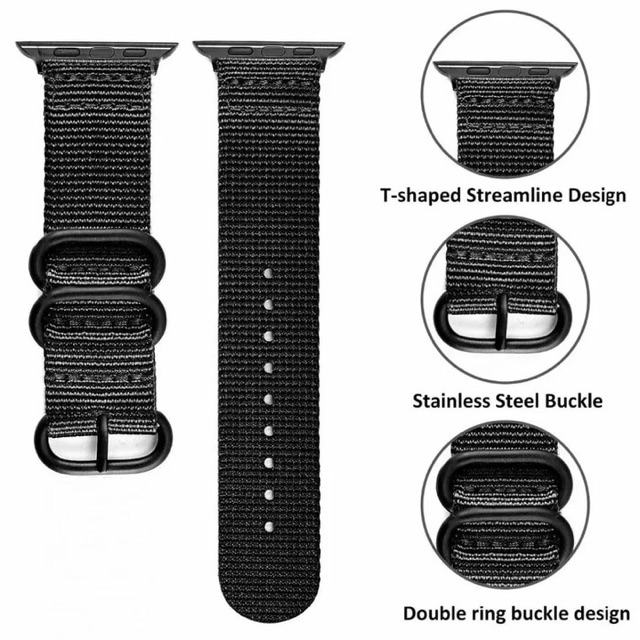 Strap kanvas NATO canvas apple watch 3 4 5 42mm 40mm 44mm iwatch iwo 9 10 nylon keren buckle