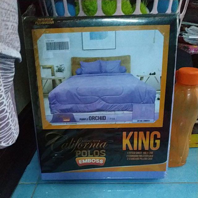 California Sprei Polos Emboss Tempat Tidur 180x200 King Size Dewasa Murah - Ijn Plaza