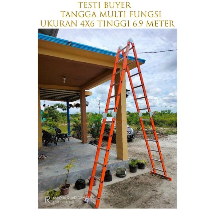 Tangga Tangga Lipat 4 Multifungsi 6.9 Meter Tangga Alumunium