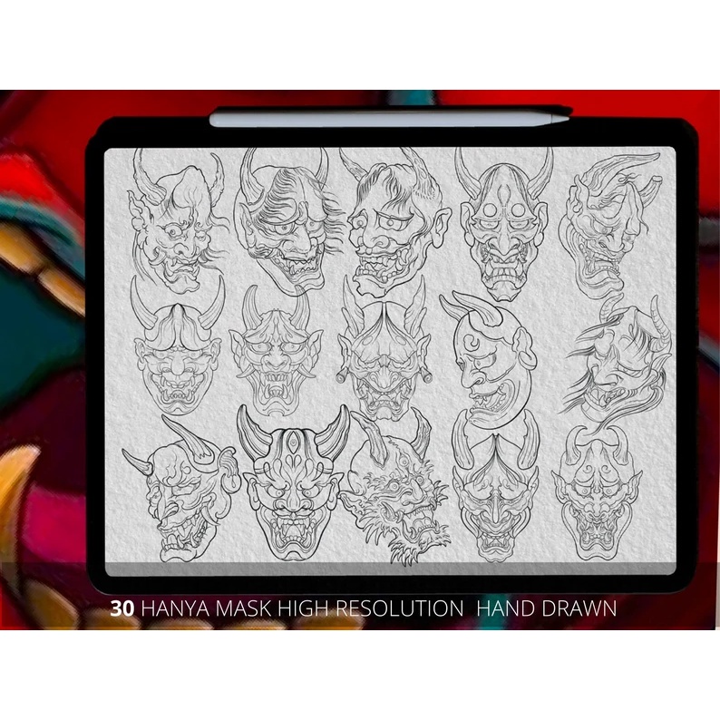 Procreate Brush - Tattoo Mask Stencil Brushes Stamp Vol. 2