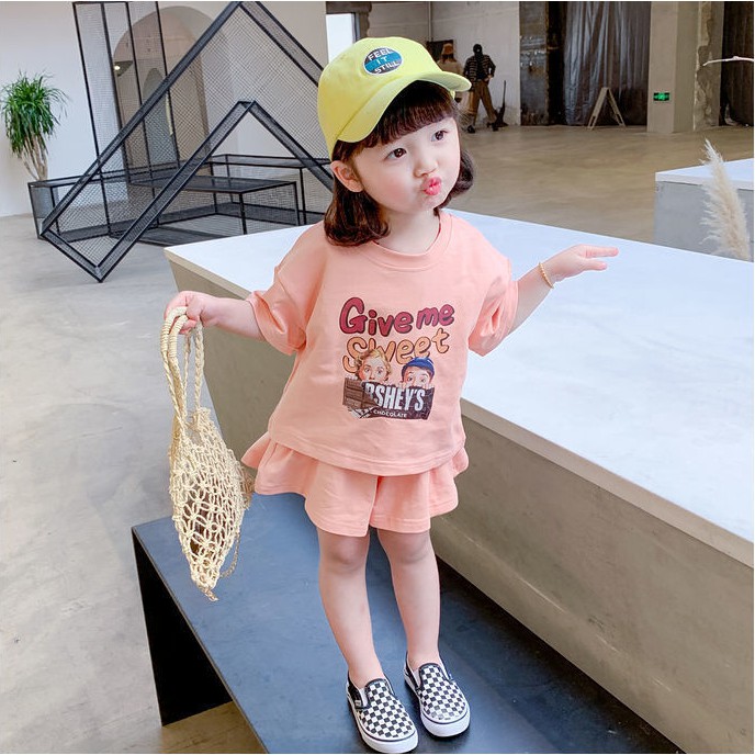 Setelan Anak Perempuan Korea Fashion Motif Sporty Girl 2-6 Tahun