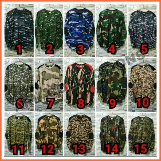 kaos panjang loreng deker army/kaos deker bantalan tactical outdoor/AD/AU/AL/pramuka/camo/umum