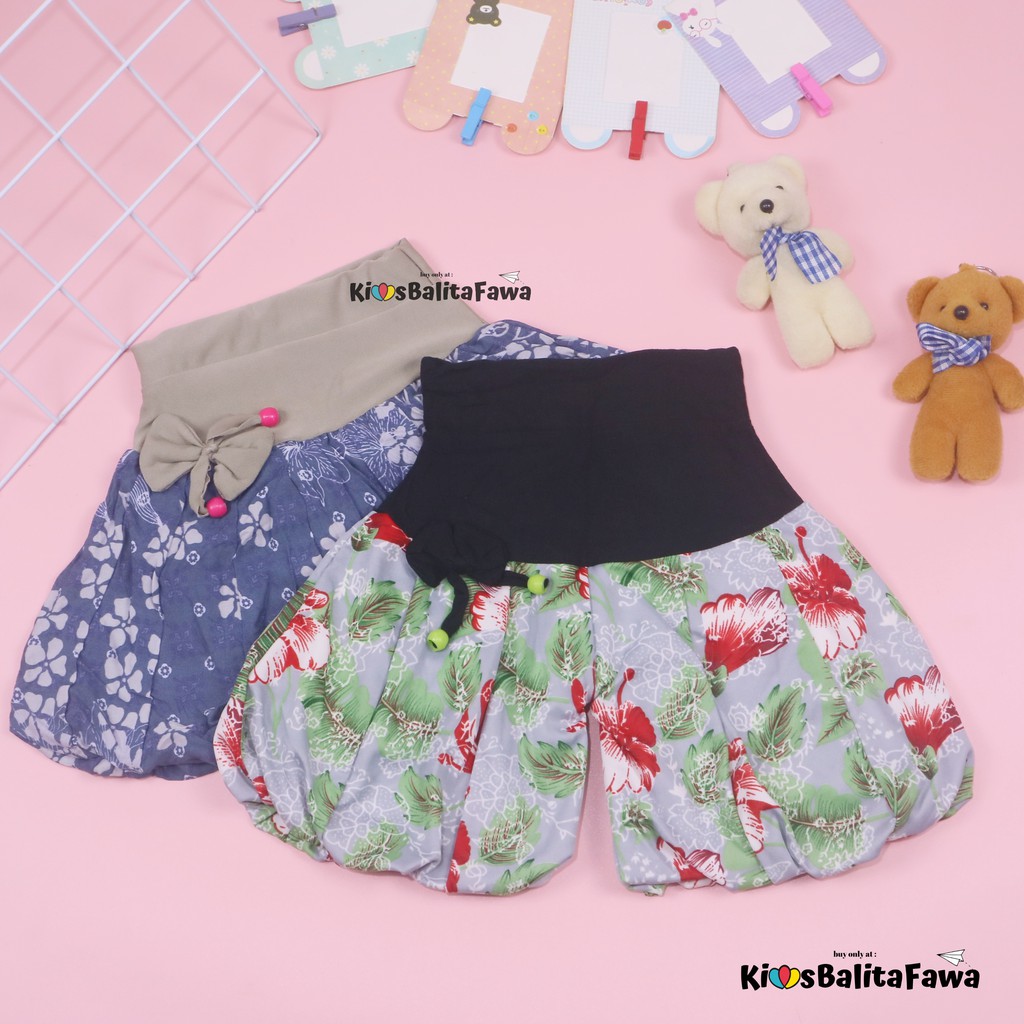 Celana Balloon Uk.1-2 Tahun / Celana Pop Anak Perempuan Pendek Pita Murah Polos Short Pants