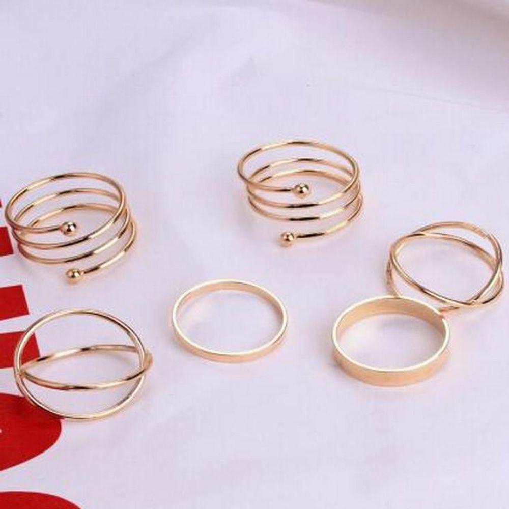 Needway Cincin Urban Silver Knuckle Amerika Serikat Meledak Bagian Kepribadian Wanita 6 Pcs/set