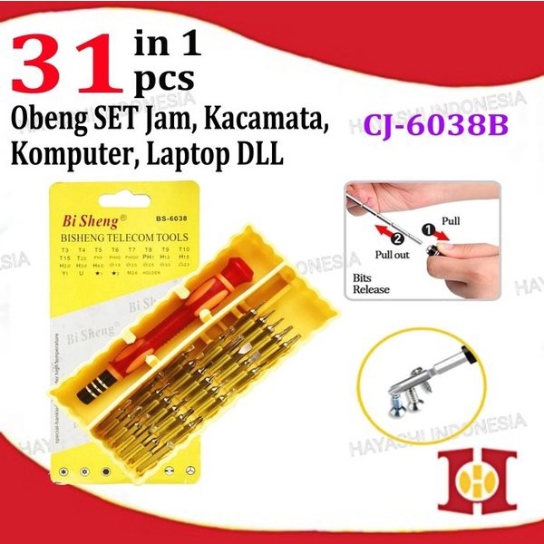 Obeng Set Kotak 31 in 1 Magnet Service Jam Handphone Computer Laptop