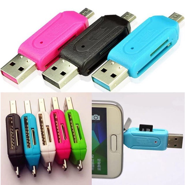 USB OTG + TF Card Reader Mini 2in1 Micro SD Card Reader Transfer Data Adapter Memory HP PC