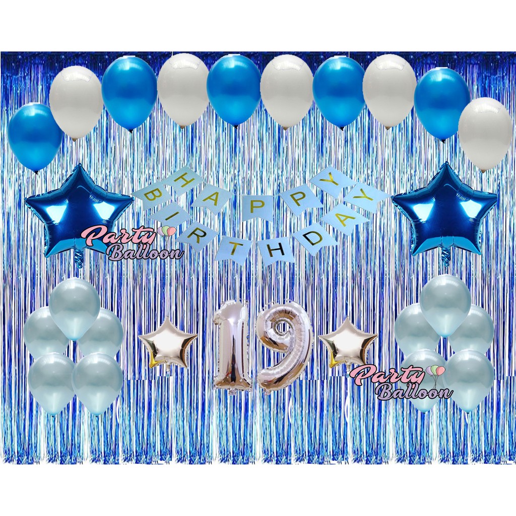  Paket Happy Birthday Murah Dekorasi  Biru Putih  