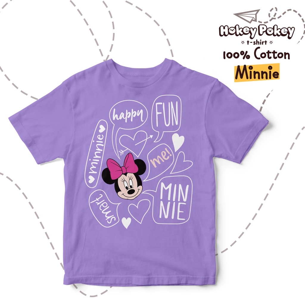 Baju Kaos T Shirt Anak Perempuan Katun Combed Motif Minnie Ungu