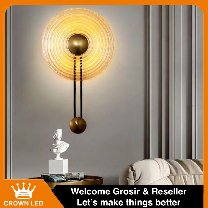 Lampu Dinding Hias Minimalis Modern Mewah Kaca Gold Premium Wall Lamp