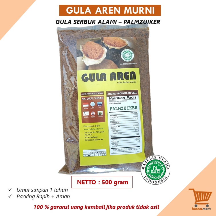 Gula Aren Serbuk Alami - Gula Semut Bubuk - Palm Sugar - Palmzuiker 500 gram Original Natural Organik