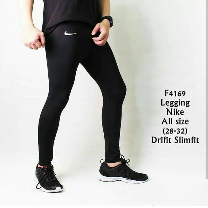 celana legging leging training pria futsal gym fitness kiper olahraga - Hitam