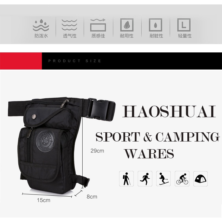 Tas Pinggang Paha HAOSHUAI Slim Water Resistant Tas Camping Sport Hiking Gowes Mancing