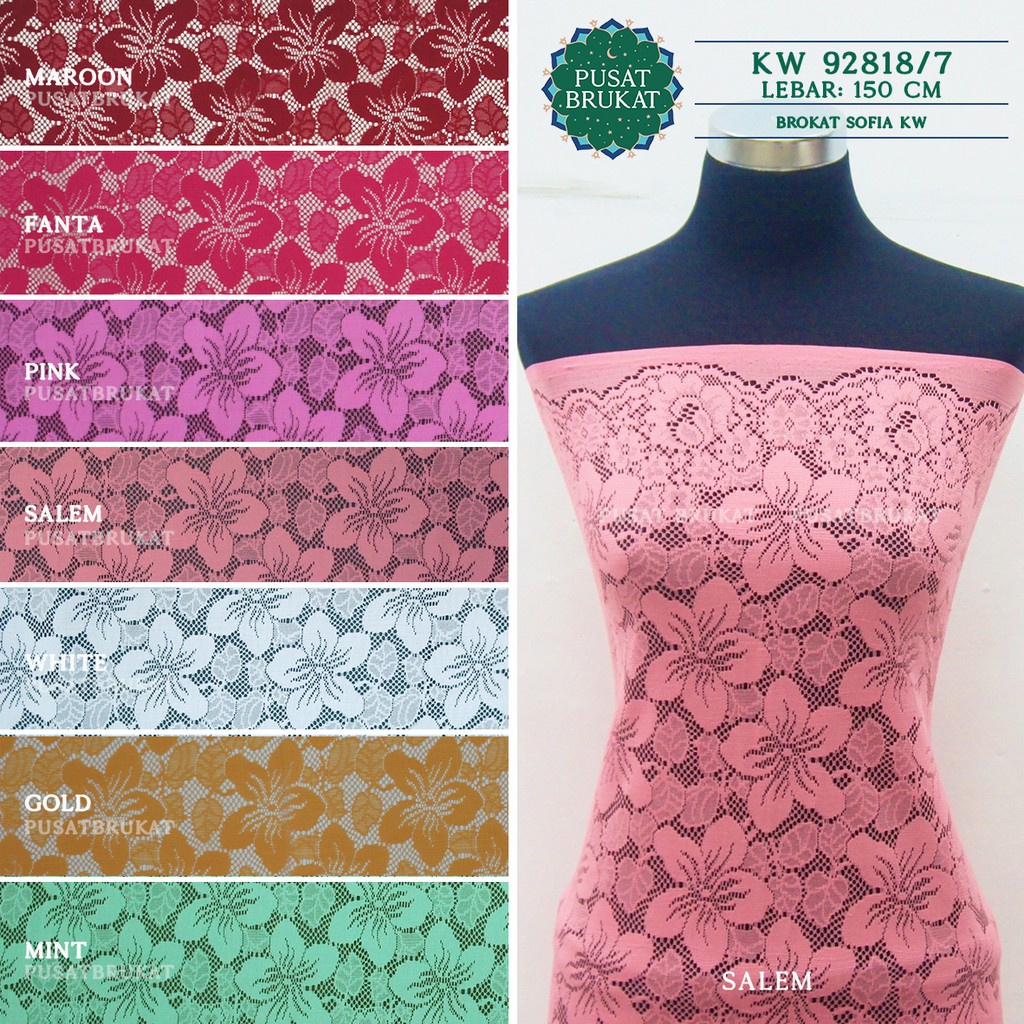 KAIN BRUKAT LACE KEBAYA METERAN / BROKAT MALIKA MOTIF BUNGA - KW 92818 [harga per 0.5m]