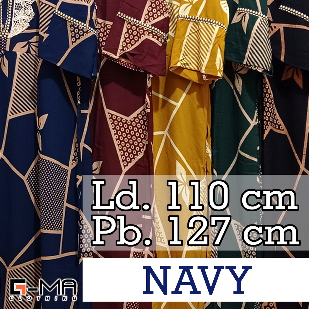 DASTER ARAB ZAHIRA LENGAN 3/4 | RESLETING DEPAN BUSUI | RAYON SANTUNG-Navy 1
