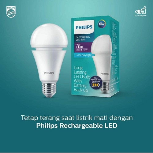 Lampu LED BULB EMERGENCY Rechargeable PHILIPS 7.5W 7.5 Watt E27 Putih