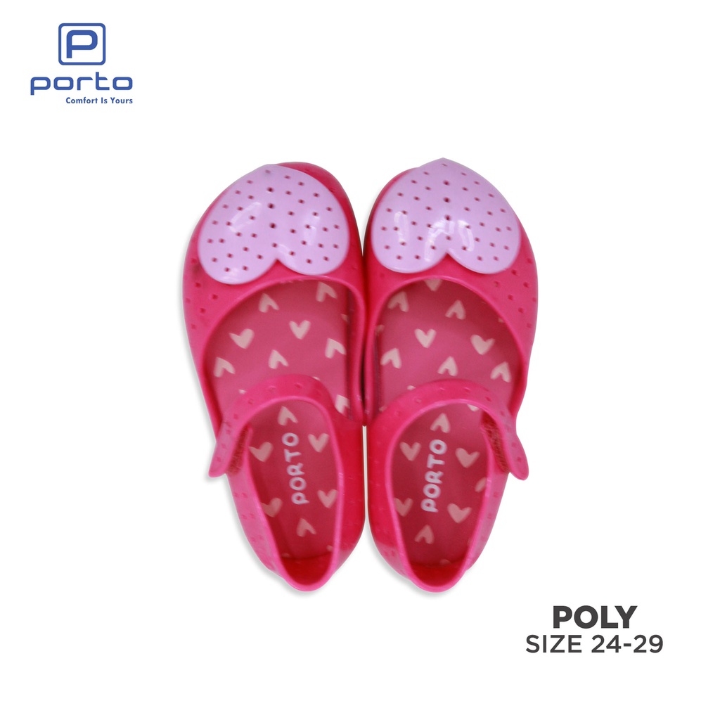 POLY - Porto Leveling Sepatu Sandal Anak-Anak Wanita Size 24 - 29 Nyaman Lucu Love Original Terbaru Porto Lady