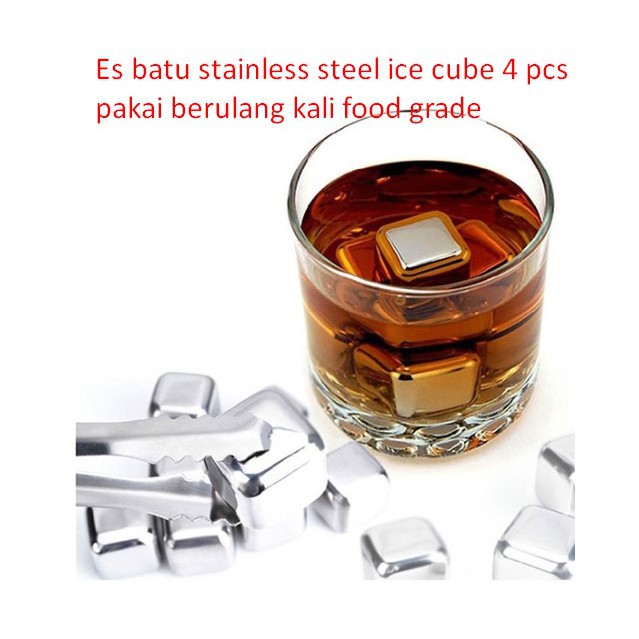 

Es batu stainless steel ice cube 4 pcs pakai berulang kali food grade