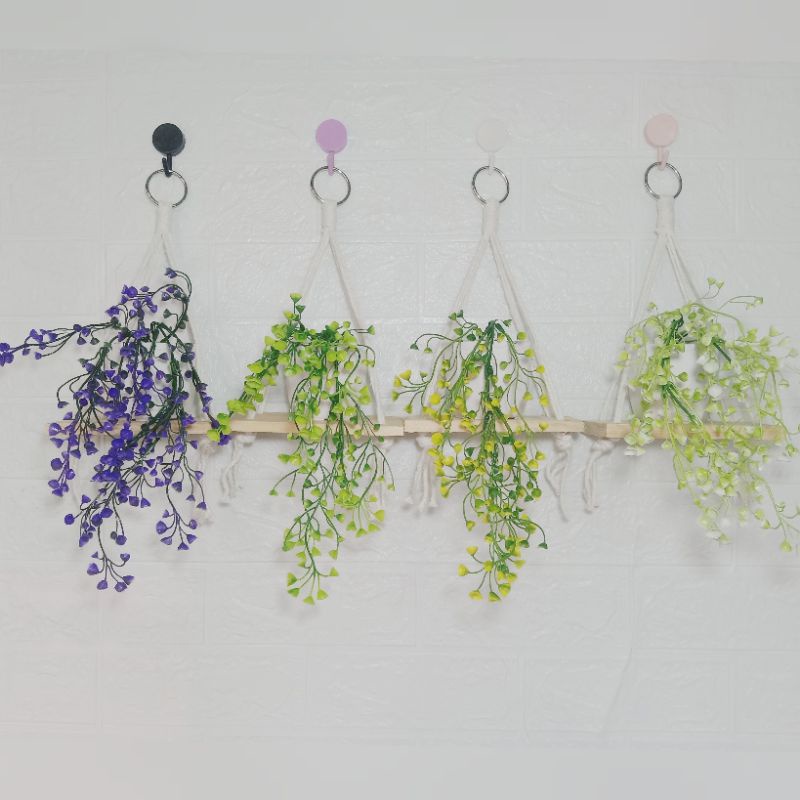 Bunga Juntai Mini Rangkaian Tanaman Dekorasi Bunga Juntai Plus Rak Dinding