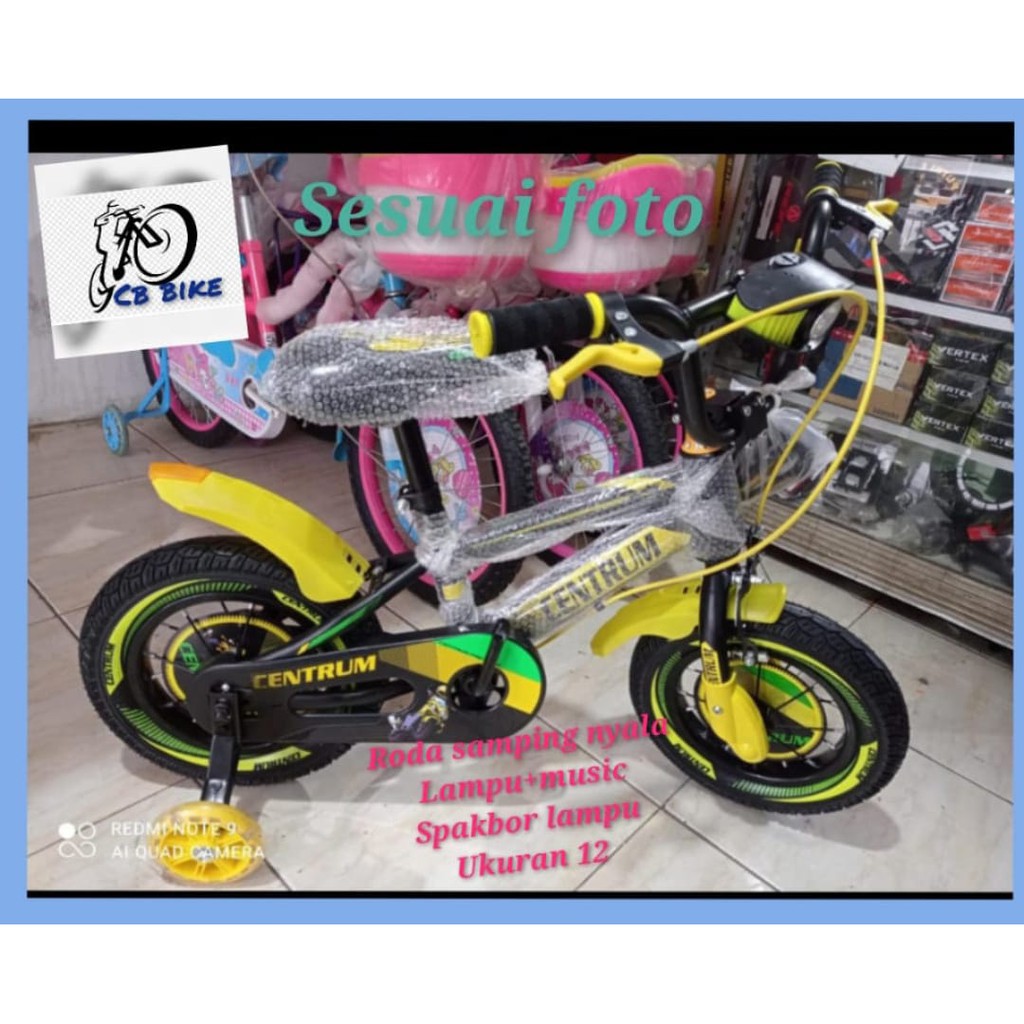 sepeda bmx anak cowok ukuran 12 murah centrum 2006-7-8 misic+lampu