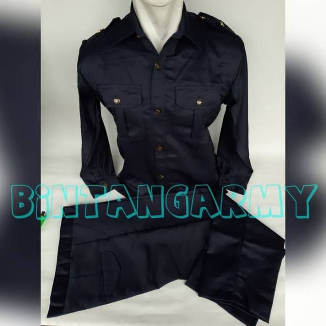 Seragam Safari Panjang Biru Dongker / Baju Security / Seragam Supir