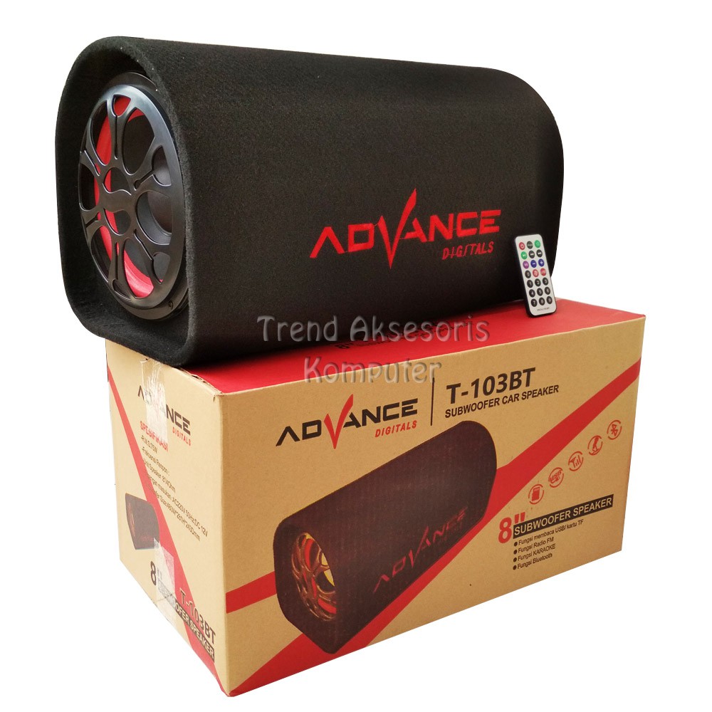 Trend-Advance KARAOKE SUper Bass Speaker T-103BT Bluetooth 8'' for MOBIL dan PC- Hitam