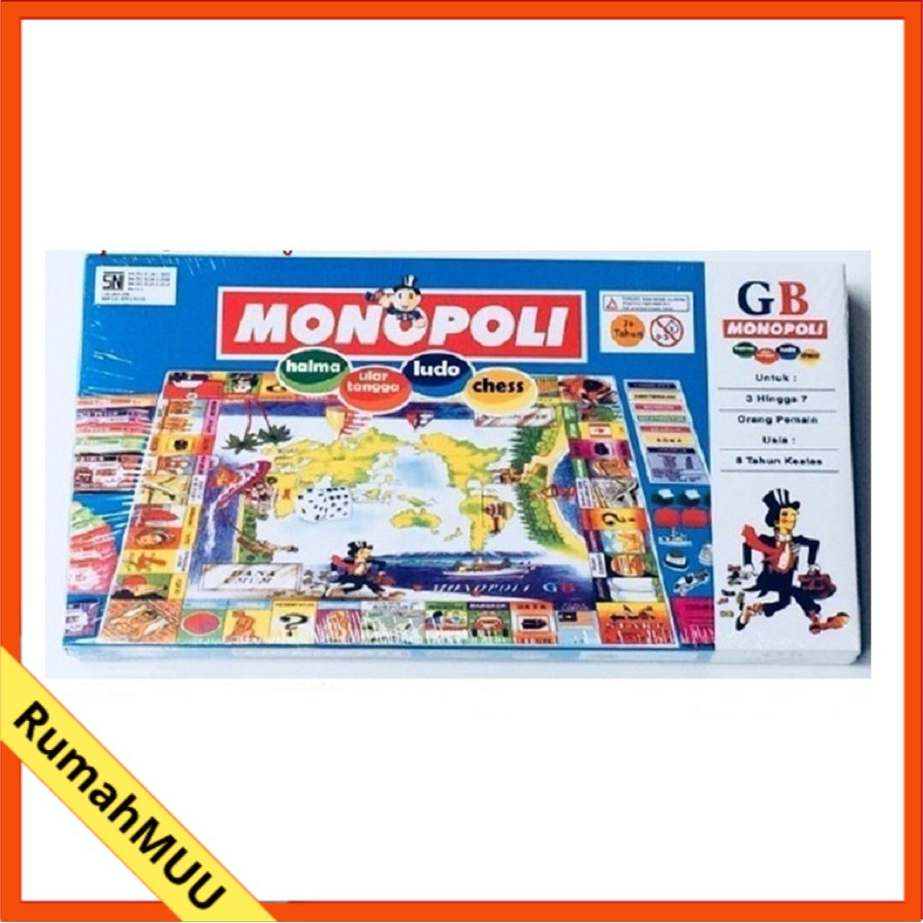 Set Mainan Edukasi Monopoly 5IN1 GB-5G Monopoli Halma Ular Tangga Ludo Catur RumahMUU