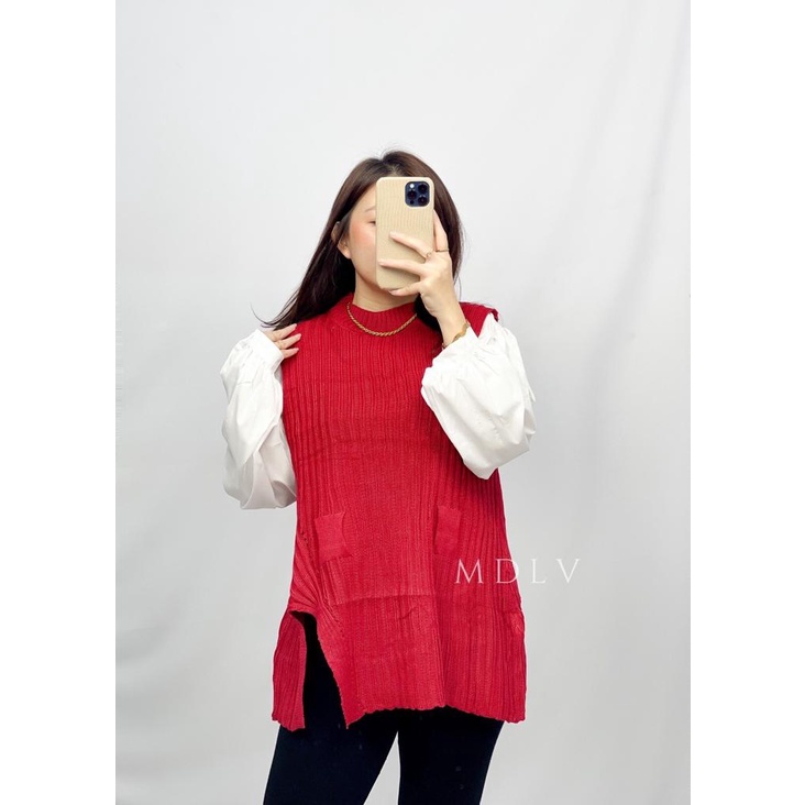 MDLV ~ F127 Amanda Knit Vest Knit Outer Premium Vest Outer Import Atasan Rajut Atasan Premium Fashion Import