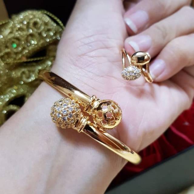 xuping gelang dan cincin, lapis emas 24k 0528j