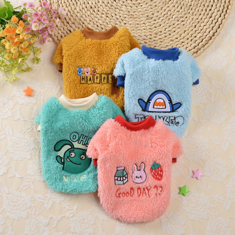 Sweater Anjing Bahan Plush Untuk Musim Gugur / Dingin
