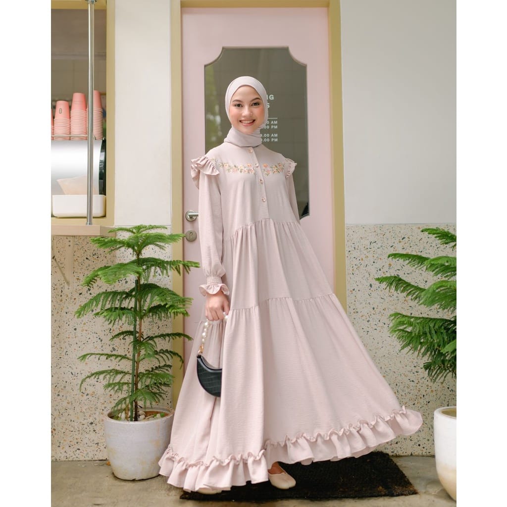 1KG MUAT 3PCS | MOSSA QINARA MAXY DRESS BORDIR ASLI FASHION WANITA TERMURAH TERBEST SELLER