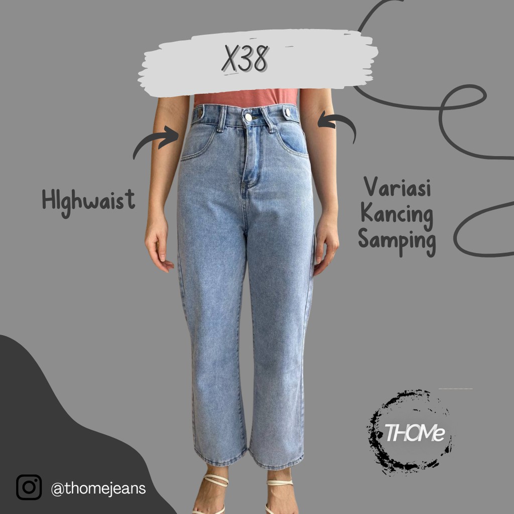 THOME Celana Panjang Kulot Jeans High Waist Cullote THOME Celana Panjang Kulot Jeans High Waist Cullote